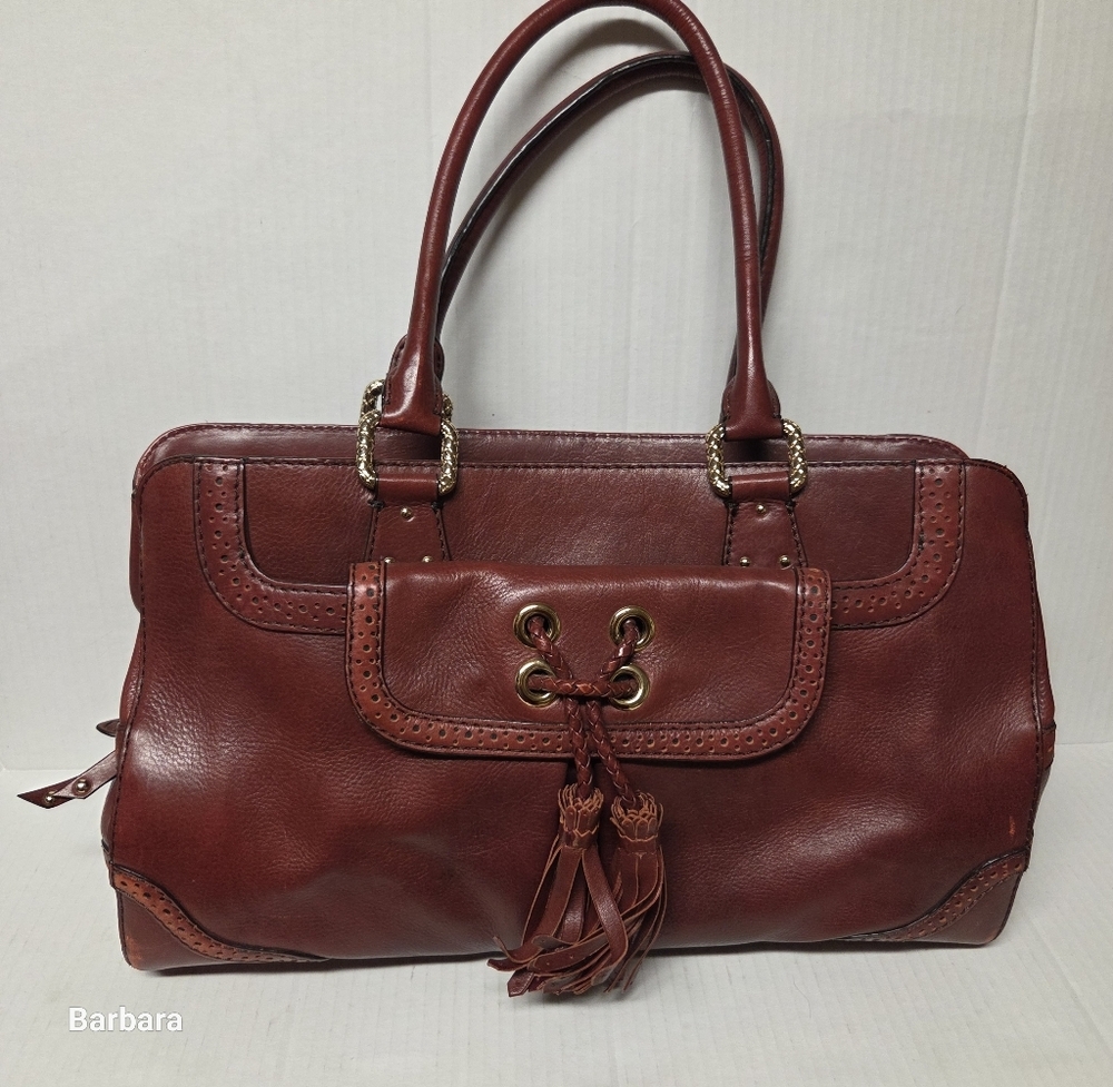 Antonio Melani Dark Red/Burgandy Leather Satchel Bag